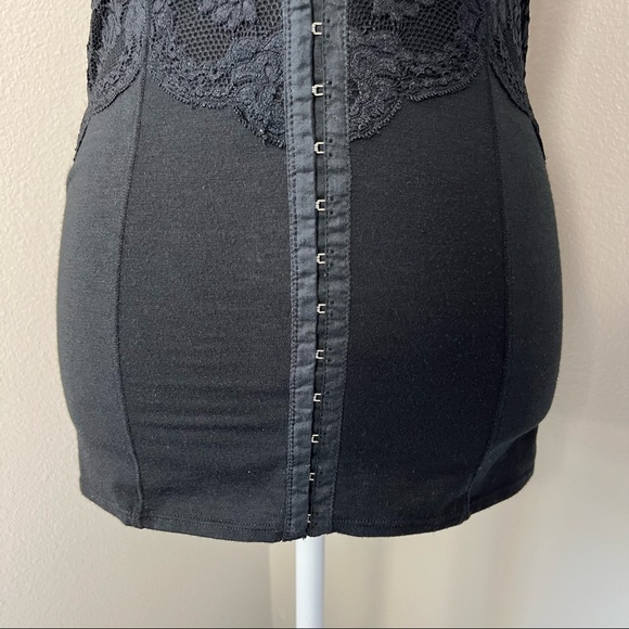 SOLD Free People Women’s Body Shaper Corset Style Black Lace Tank Top - Picture 9 of 16